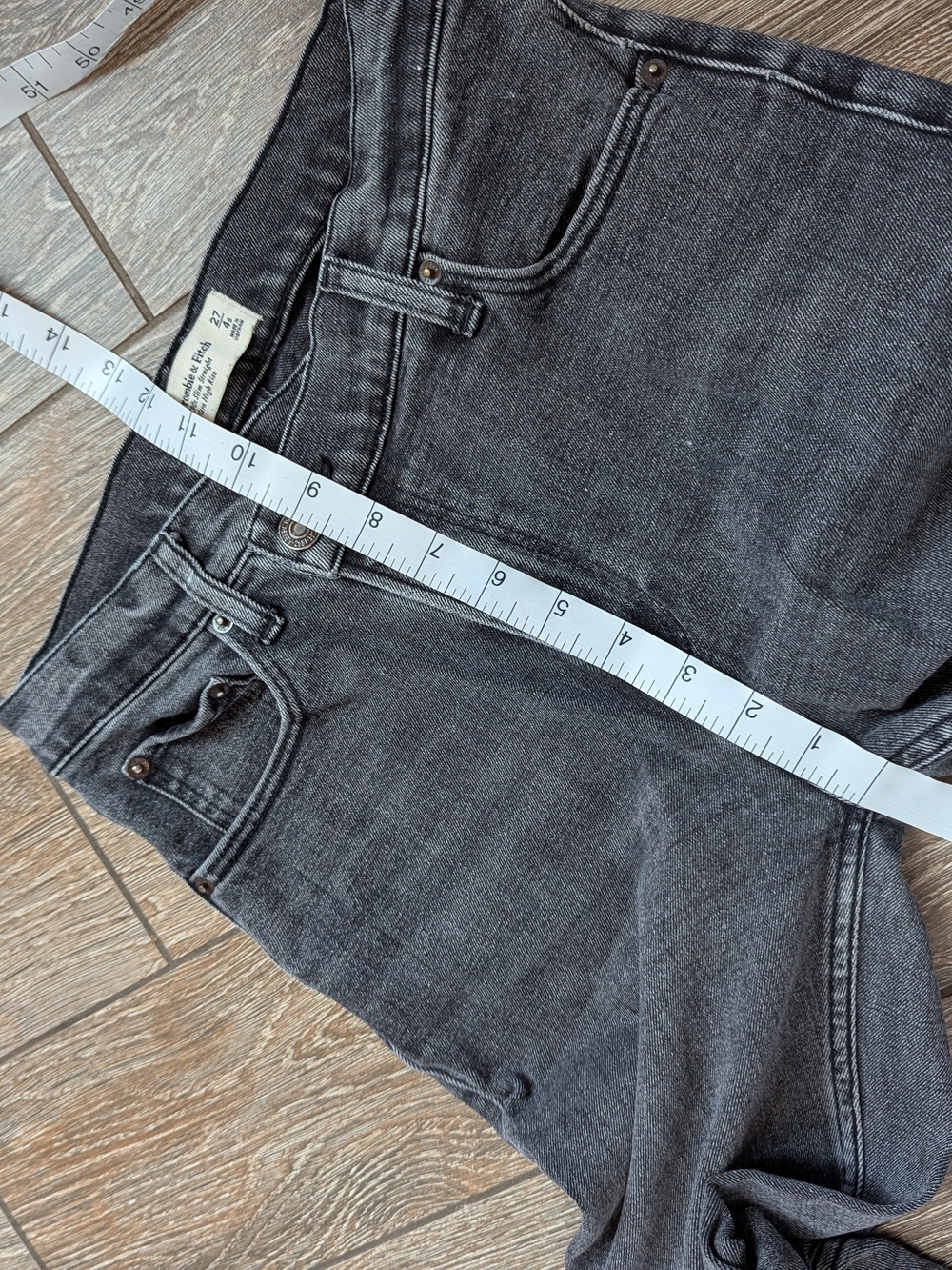 Abercrombie & Fitch 90s Slim Straight Jean Ultra High Rise Black Wash 27 4P - Picture 9 of 11